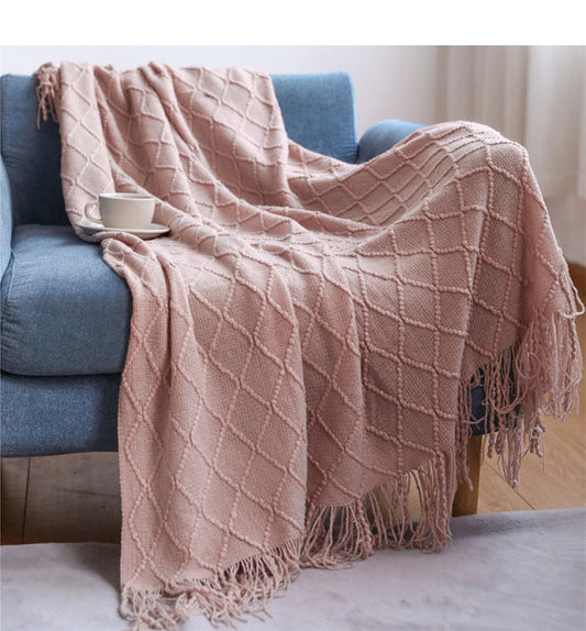 Nordic Plaid Tapestry Knitted Throw Thread Blankets