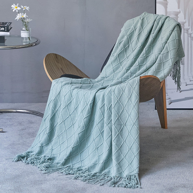 Nordic Plaid Tapestry Knitted Throw Thread Blankets