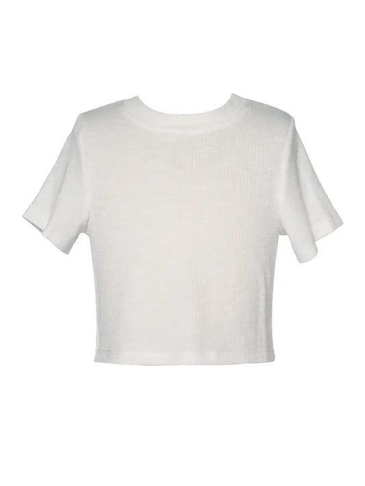 S/S Ribbed Crop Tee, (2 colors)