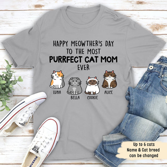 Purrfect Cat Mom - Personalized Custom Premium T-shirt