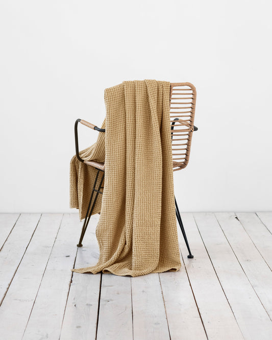Sandy Beige waffle throw blanket