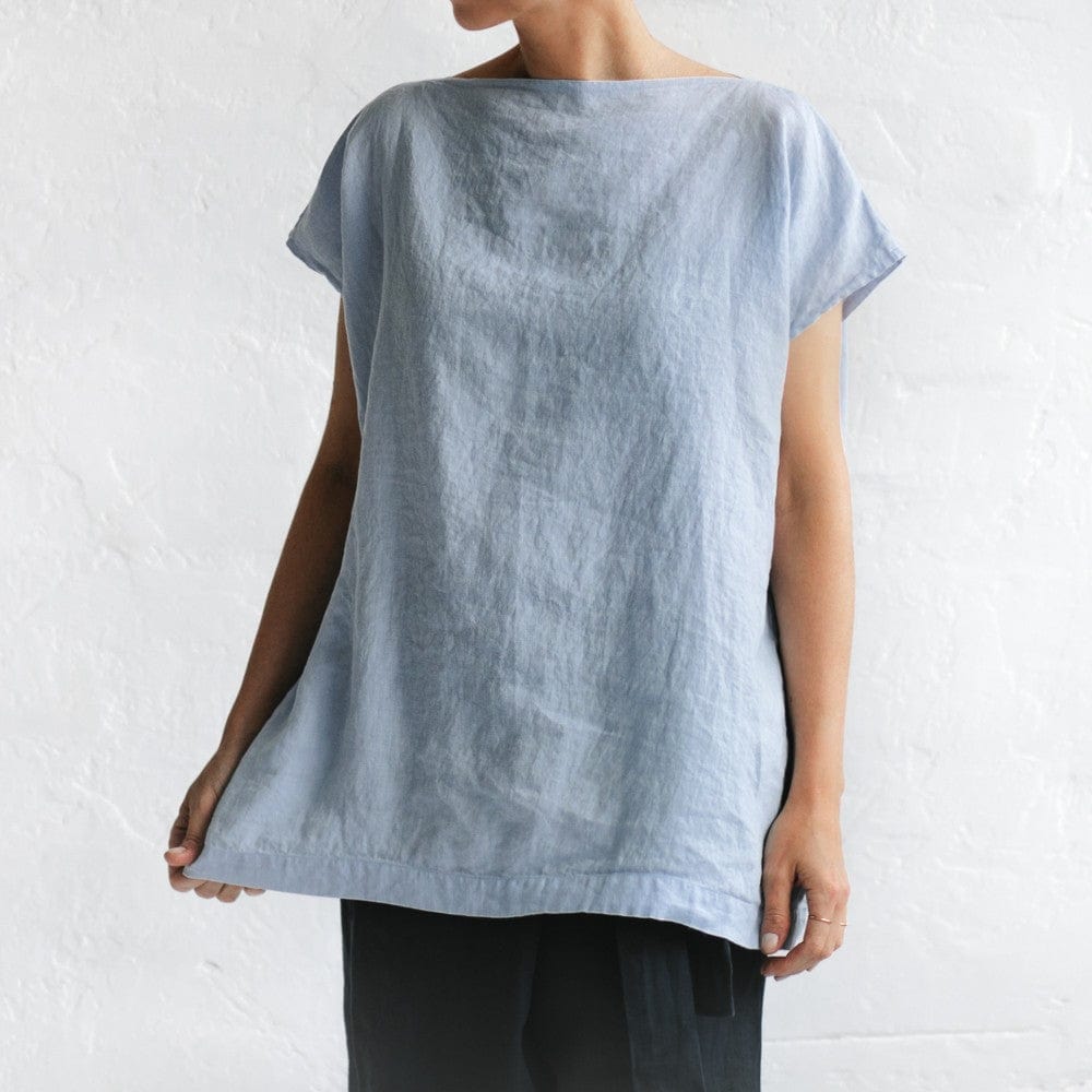 Seaside Tones Square Linen Top - Blue