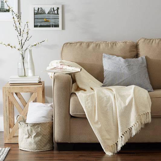 Soft Cream Chenille Throw