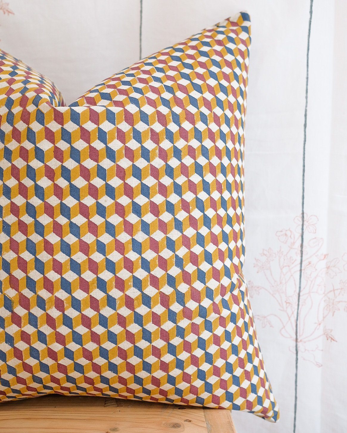 Soil to Studio Tanya - Hand Block-printed Linen Pillow Soil to Studio
