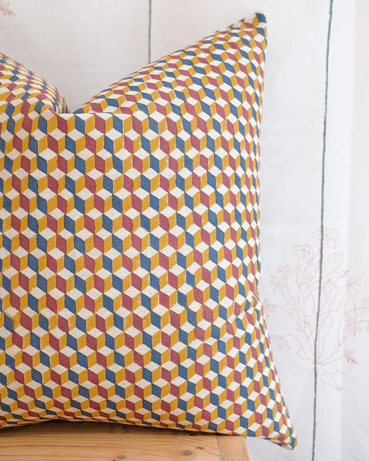 Soil to Studio Tanya - Hand Block-printed Linen Pillow Soil to Studio