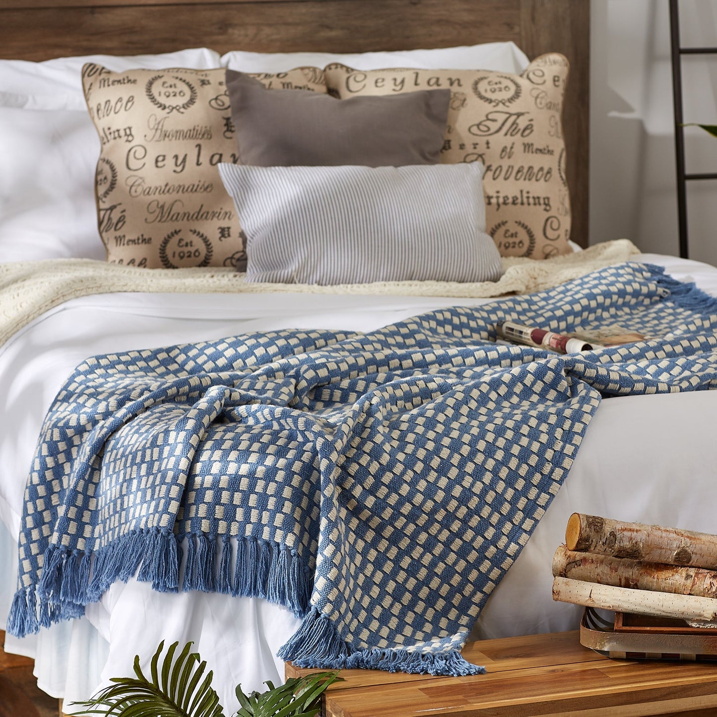 Stonewash Blue Urban Check Throw