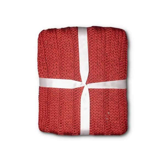 Surya Timothy Brick Red Sweater Knit Throw