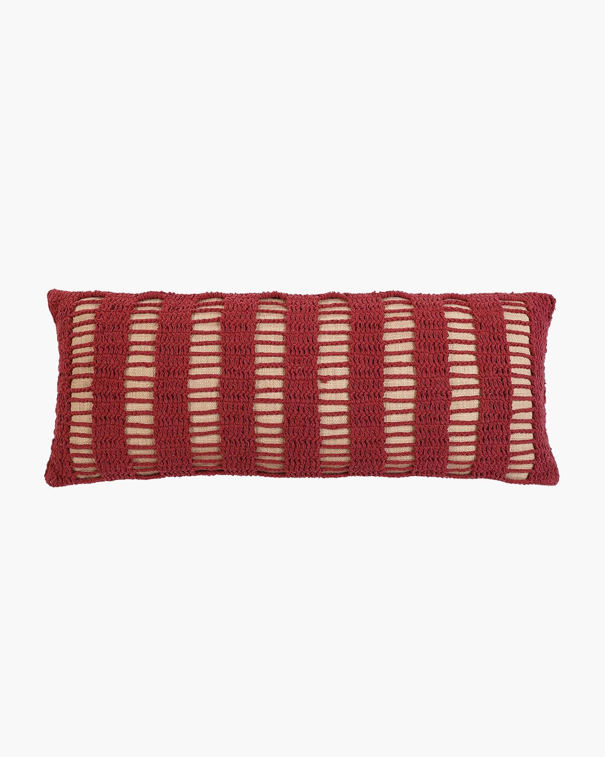 Tarika Lines Lumbar Crochet Pillow - Wine Red