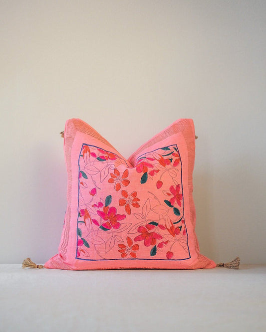 Teejan Linen Throw Pillow Cover - Bright Pink