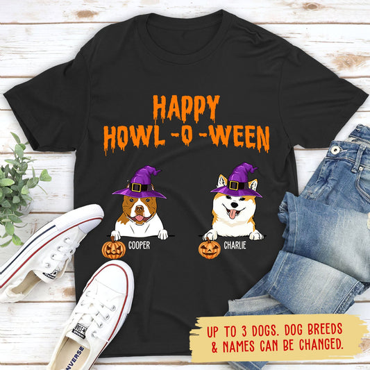 Happy Howl-O-Ween - Personalized Custom Unisex T-shirt
