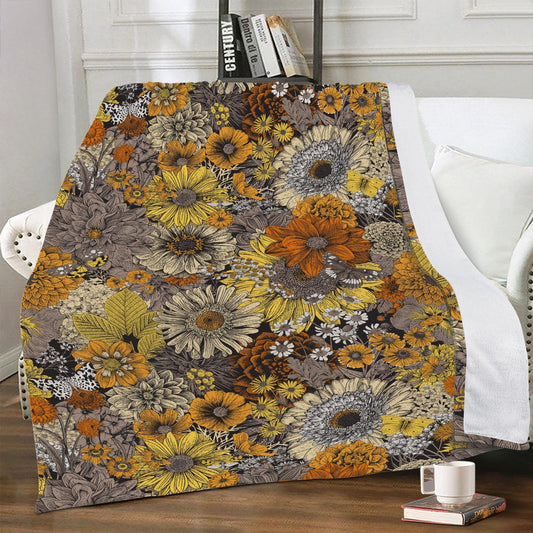 Fall Flowers Fleece Blanket