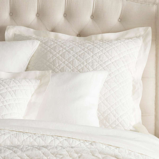 Washed Linen Ivory Quilted Sham