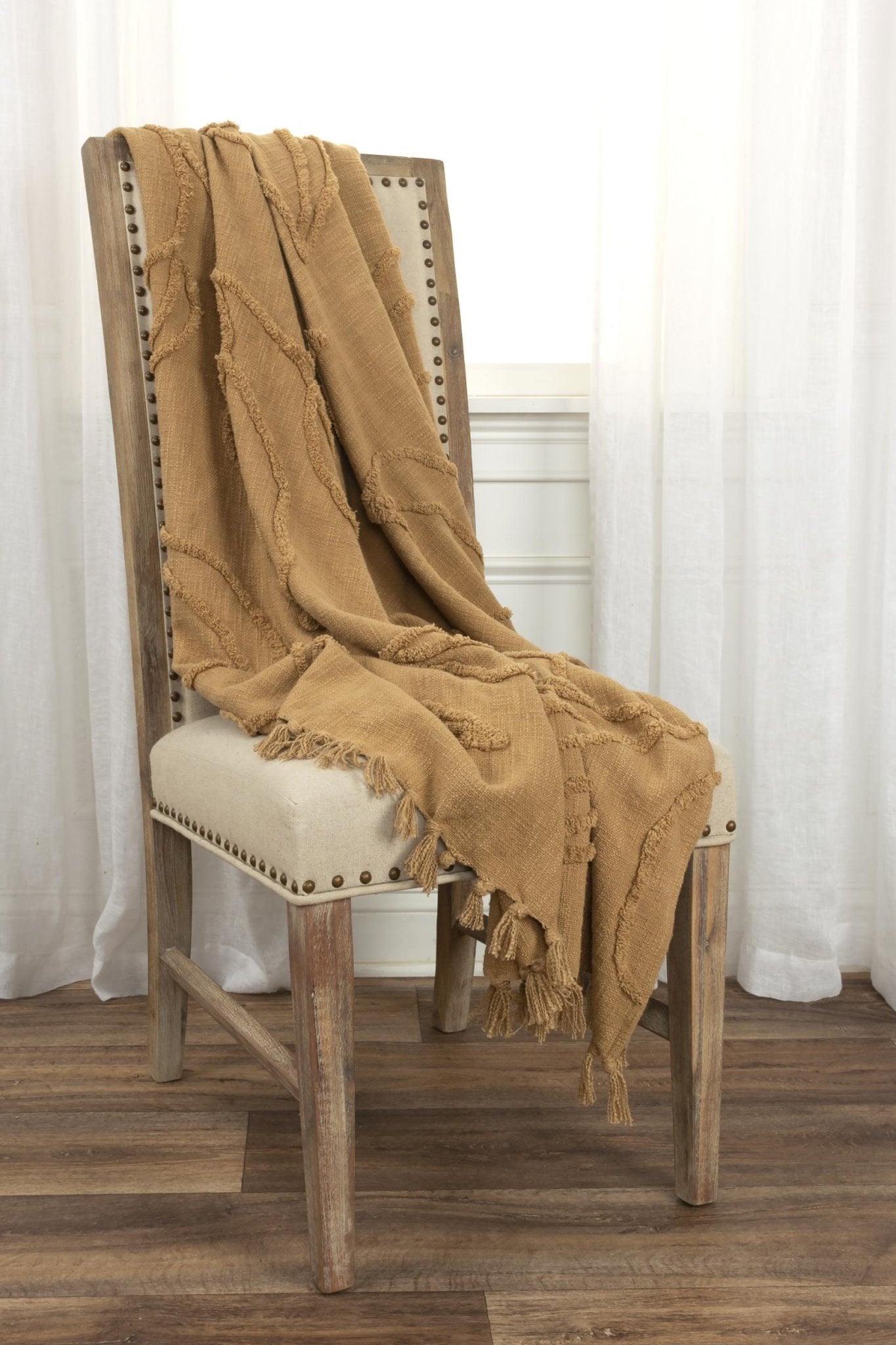 Woven Botanical 100% Woven Textured Cotton Throw - Throw Blankets