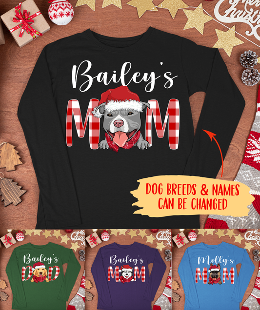 Christmas Dog Mom/Dad - Personalized Custom Unisex Long Sleeve T-shirt